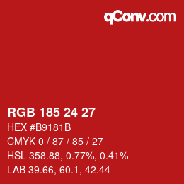 カラーコード: RGB 185 24 27 | qconv.com