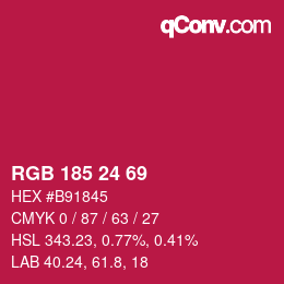 カラーコード: RGB 185 24 69 | qconv.com
