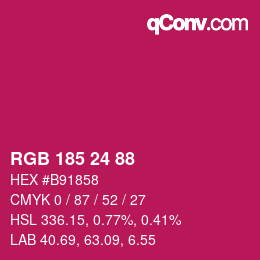 カラーコード: RGB 185 24 88 | qconv.com
