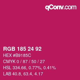 カラーコード: RGB 185 24 92 | qconv.com