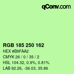 Color code: RGB 185 250 162 | qconv.com