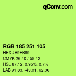 Color code: RGB 185 251 105 | qconv.com
