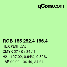 カラーコード: RGB 185 252.4 166.4 | qconv.com