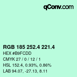 カラーコード: RGB 185 252.4 221.4 | qconv.com