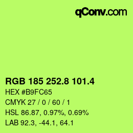 カラーコード: RGB 185 252.8 101.4 | qconv.com