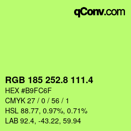 カラーコード: RGB 185 252.8 111.4 | qconv.com