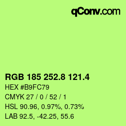 カラーコード: RGB 185 252.8 121.4 | qconv.com