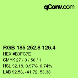 カラーコード: RGB 185 252.8 126.4 | qconv.com