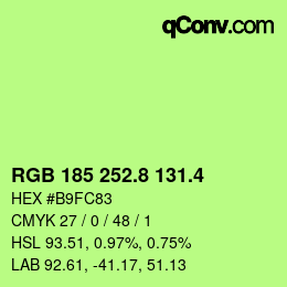 カラーコード: RGB 185 252.8 131.4 | qconv.com