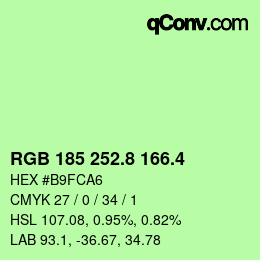 カラーコード: RGB 185 252.8 166.4 | qconv.com