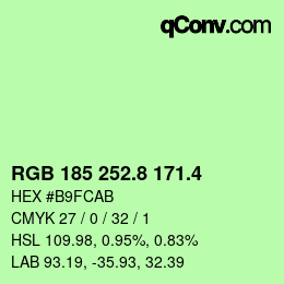 カラーコード: RGB 185 252.8 171.4 | qconv.com