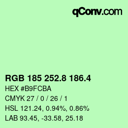 カラーコード: RGB 185 252.8 186.4 | qconv.com