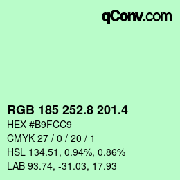 カラーコード: RGB 185 252.8 201.4 | qconv.com