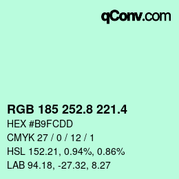 カラーコード: RGB 185 252.8 221.4 | qconv.com