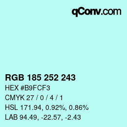 Color code: RGB 185 252 243 | qconv.com