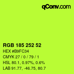 Color code: RGB 185 252 52 | qconv.com