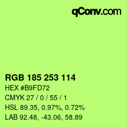 Color code: RGB 185 253 114 | qconv.com