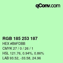 Color code: RGB 185 253 187 | qconv.com