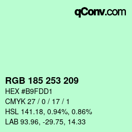 カラーコード: RGB 185 253 209 | qconv.com