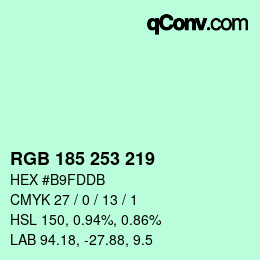 Color code: RGB 185 253 219 | qconv.com