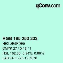 Color code: RGB 185 253 233 | qconv.com
