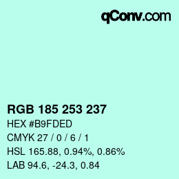 Color code: RGB 185 253 237 | qconv.com