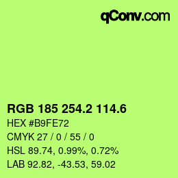 カラーコード: RGB 185 254.2 114.6 | qconv.com