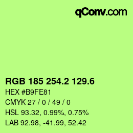 カラーコード: RGB 185 254.2 129.6 | qconv.com