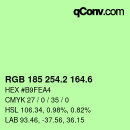 カラーコード: RGB 185 254.2 164.6 | qconv.com