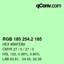 カラーコード: RGB 185 254.2 185 | qconv.com
