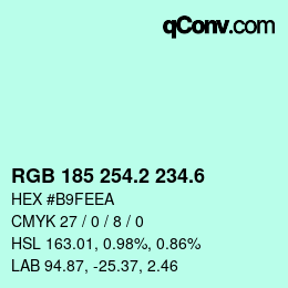 カラーコード: RGB 185 254.2 234.6 | qconv.com