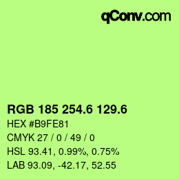 カラーコード: RGB 185 254.6 129.6 | qconv.com