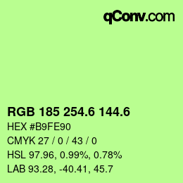 カラーコード: RGB 185 254.6 144.6 | qconv.com