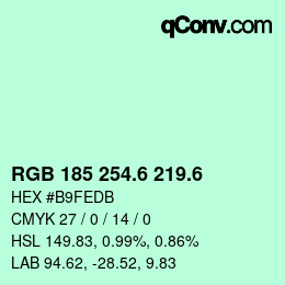 カラーコード: RGB 185 254.6 219.6 | qconv.com