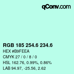 カラーコード: RGB 185 254.6 234.6 | qconv.com