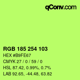 カラーコード: RGB 185 254 103 | qconv.com