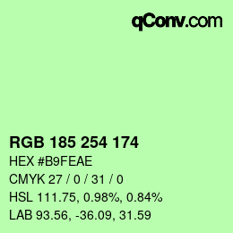Color code: RGB 185 254 174 | qconv.com