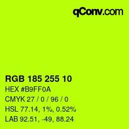 Color code: RGB 185 255 10 | qconv.com