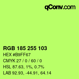 Color code: RGB 185 255 103 | qconv.com