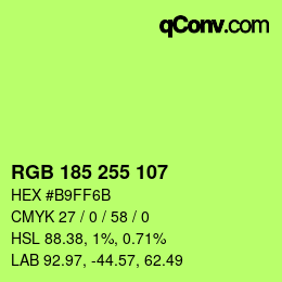 Color code: RGB 185 255 107 | qconv.com