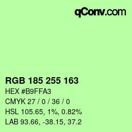 Color code: RGB 185 255 163 | qconv.com