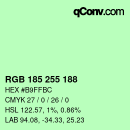 Color code: RGB 185 255 188 | qconv.com