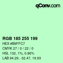 Color code: RGB 185 255 199 | qconv.com