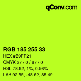 Color code: RGB 185 255 33 | qconv.com