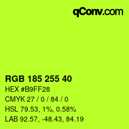 Color code: RGB 185 255 40 | qconv.com
