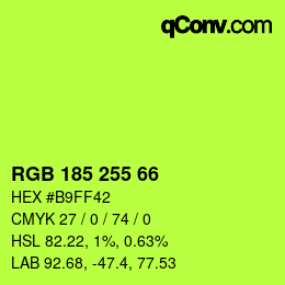 Color code: RGB 185 255 66 | qconv.com