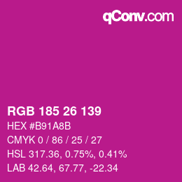 Color code: RGB 185 26 139 | qconv.com