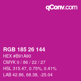 Color code: RGB 185 26 144 | qconv.com