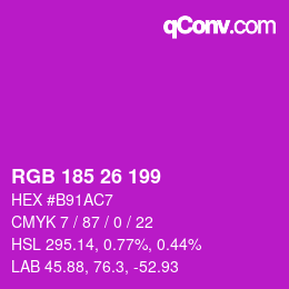 Color code: RGB 185 26 199 | qconv.com