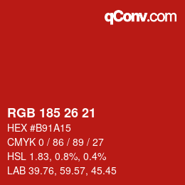 Color code: RGB 185 26 21 | qconv.com
